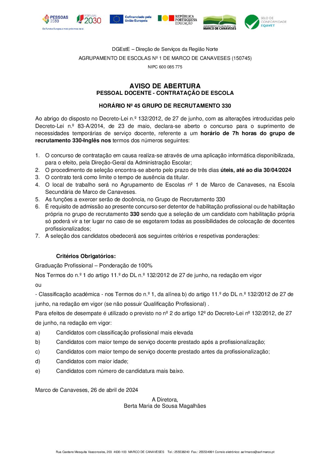 Aviso abertura – horário 7h – 330