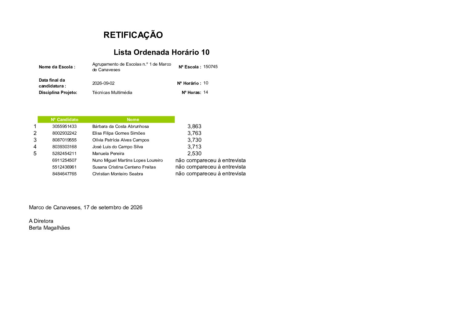 RETIFICAÇÃO – Técnicas Multimédia – Horário Nº10